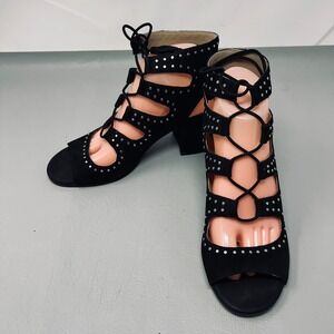 Vince Camuto Womens Studded Gladiator Sandals 8.5 Black Chunky Lace Up Strappy